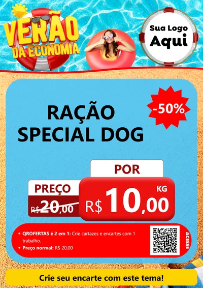 Modelo de Cartaz para Cartaz A4 Vertical com o tema Verão da Economia para Pet Shop