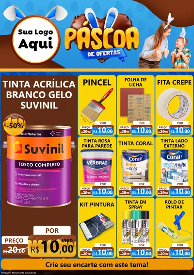 Modelo de Encarte para Encarte A4 Vertical com o tema Páscoa de Ofertas para Tintas e Ferramentas