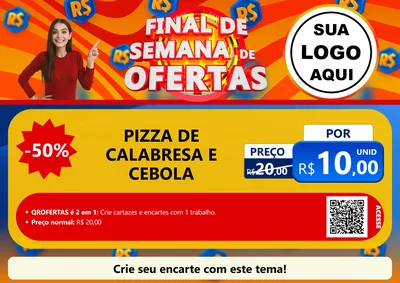 Modelo de Cartaz para Cartaz A4 Horizontal com o tema Final de Semana de Ofertas para Pizzaria