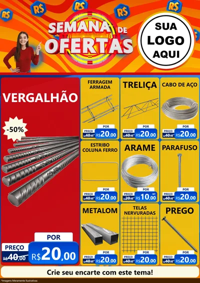 Modelo de Encarte para Encarte A4 Vertical com o tema Semana de Ofertas para Ferragens