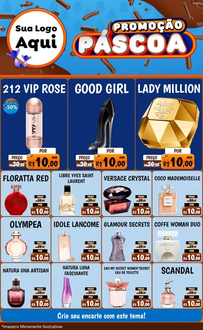 Modelo de Encarte para Encarte Grande com o tema Promoção Páscoa para Perfumes