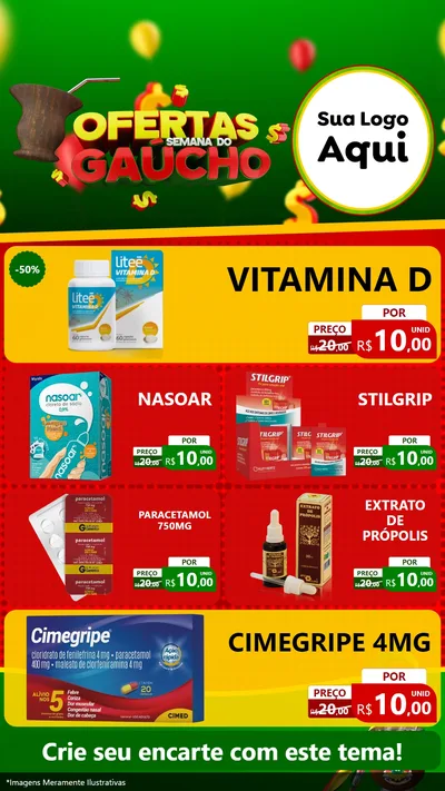 Modelo de TV para TV Vertical com o tema Ofertas Semana Do Gaúcho para Farmácia
