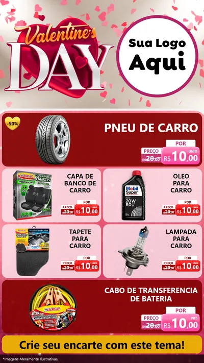 Modelo de TV para TV Vertical com o tema Valentine's Day para Auto peças