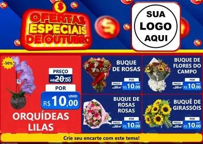 Modelo de Encarte para Encarte A4 Horizontal com o tema Ofertas Especiais de Outubro para Floricultura e jardim