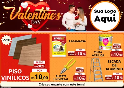 Modelo de Encarte para Encarte A4 Horizontal com o tema Valentine's Day para Material para Construção