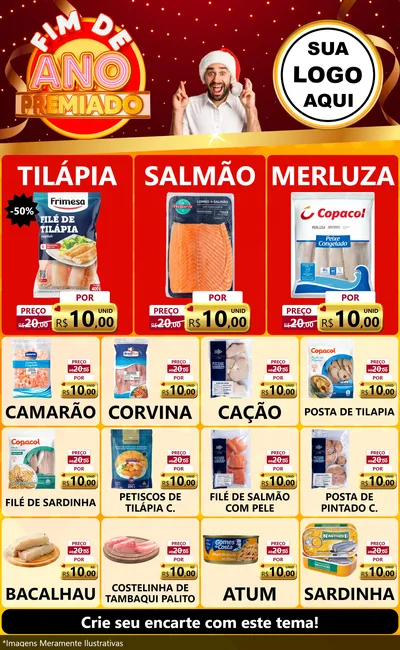 Modelo de Encarte para Encarte Grande com o tema Fim de Ano Premiado para Peixaria