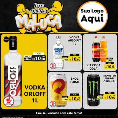 Modelo de Rede Social para Feed Facebook com o tema Terça e Quarta Maluca para Distribuidora de bebidas