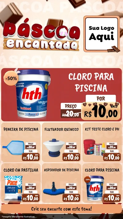 Modelo de Rede Social para Stories com o tema Páscoa Encantada para Produtos para Piscina