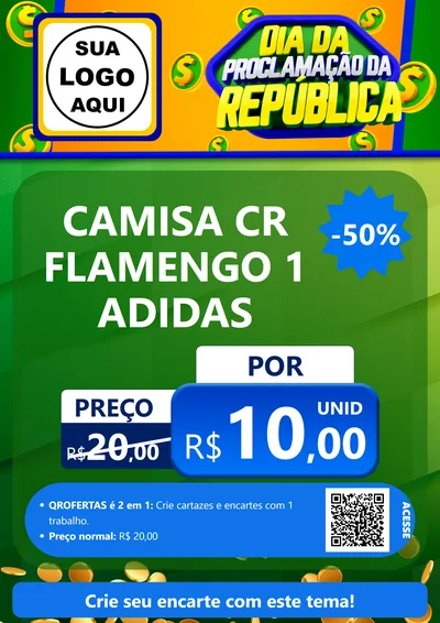 Modelo de Cartaz para Cartaz A4 Vertical com o tema Dia Da Proclamação da República para Roupas e acessórios
