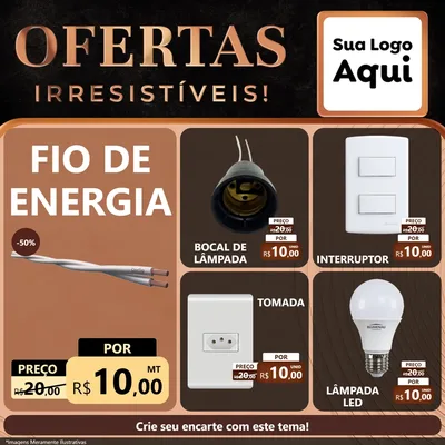 Modelo de Rede Social para Feed Facebook com o tema Ofertas Irresistíveis! para Materiais Elétricos