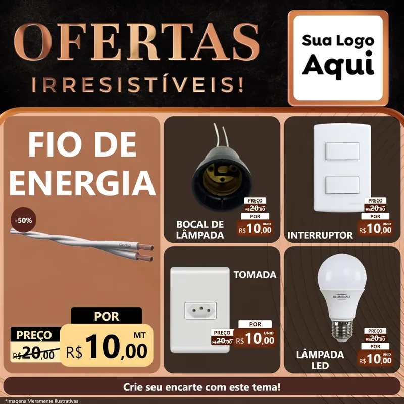 Modelo de Rede Social para Feed Facebook com o tema Ofertas Irresistíveis! para Materiais Elétricos