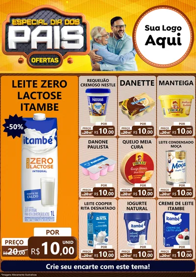 Modelo de Encarte para Encarte A4 Vertical com o tema Especial Dia dos Pais para Frios e Laticínios
