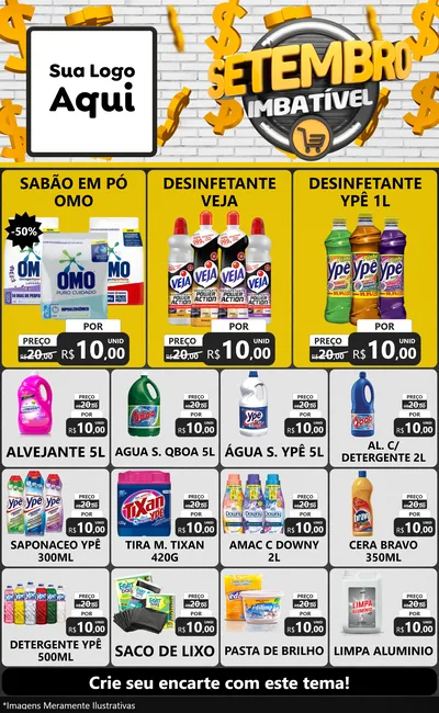 Modelo de Encarte para Encarte Grande com o tema Setembro Imbatível para Produtos de Limpeza