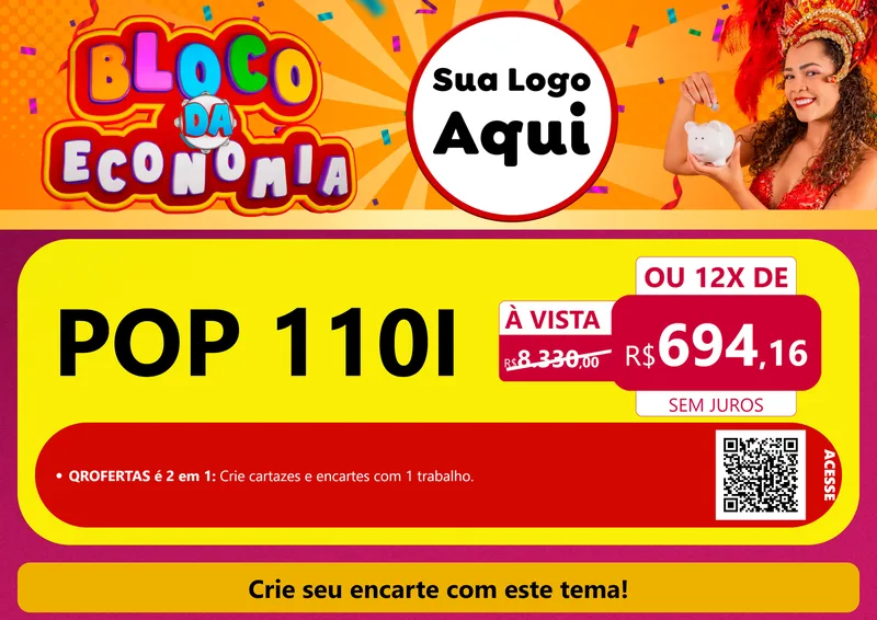 Modelo de Cartaz para Cartaz A4 Horizontal com o tema Bloco da Economia para Concessionaria de Motos