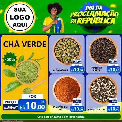 Modelo de Rede Social para Feed Facebook com o tema Dia Da Proclamação Da República para Produtos Naturais