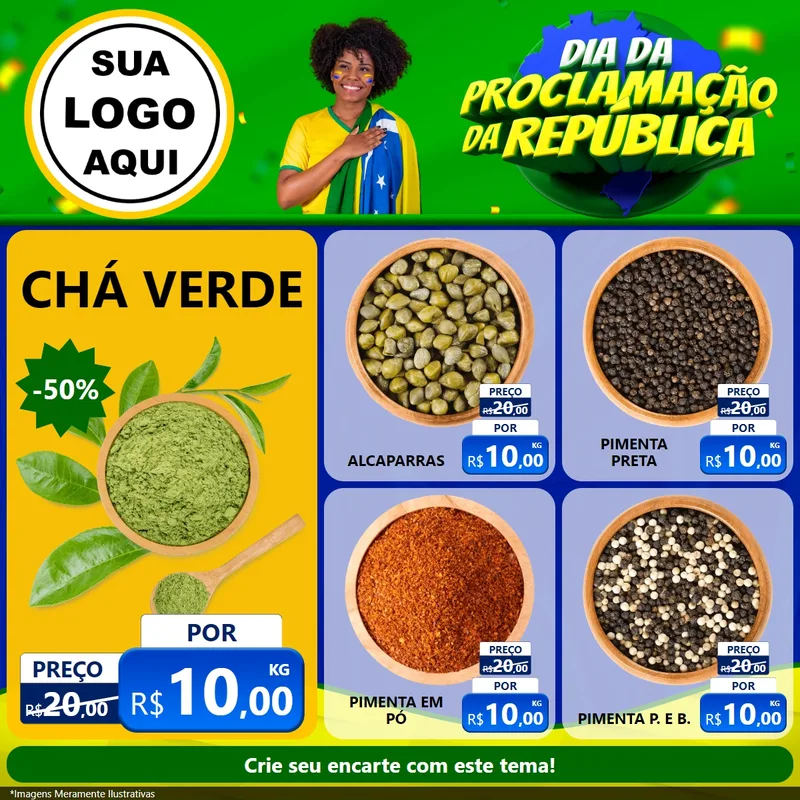 Modelo de Rede Social para Feed Facebook com o tema Dia Da Proclamação Da República para Produtos Naturais