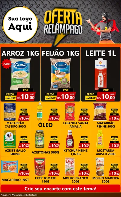Modelo de Encarte para Encarte Grande com o tema Oferta Relâmpago para Supermercado