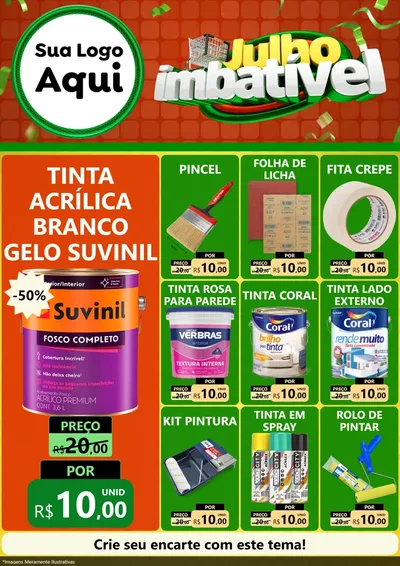 Modelo de Encarte para Encarte A4 Vertical com o tema Julho Imbatível para Tintas e Ferramentas