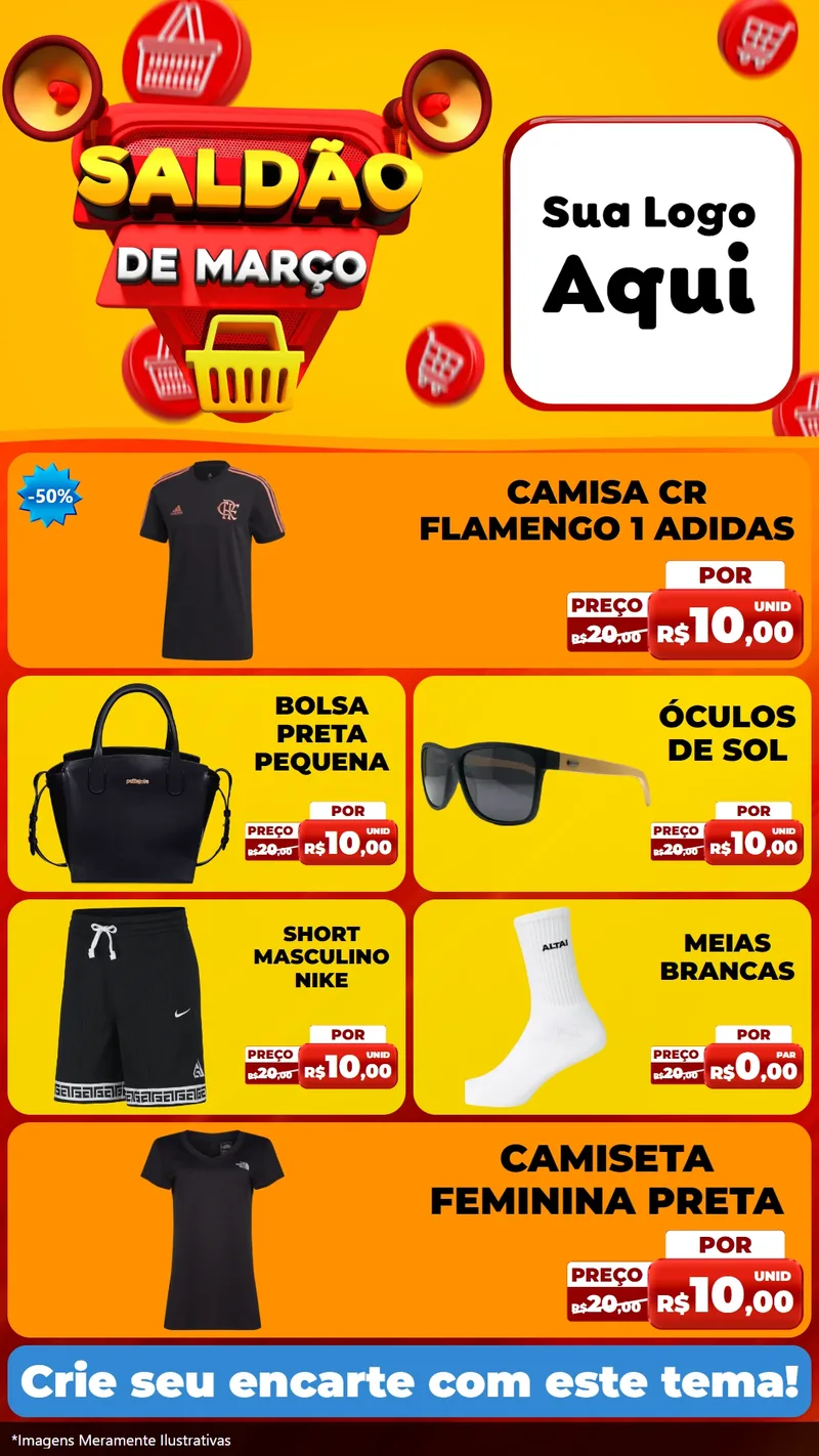 Modelo de TV para TV Vertical com o tema Saldão de Março para Roupas e acessórios