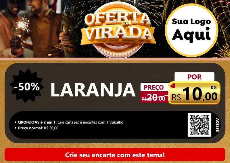 Modelo de Cartaz para Cartaz A4 Horizontal com o tema Oferta da Virada para Hortifrúti