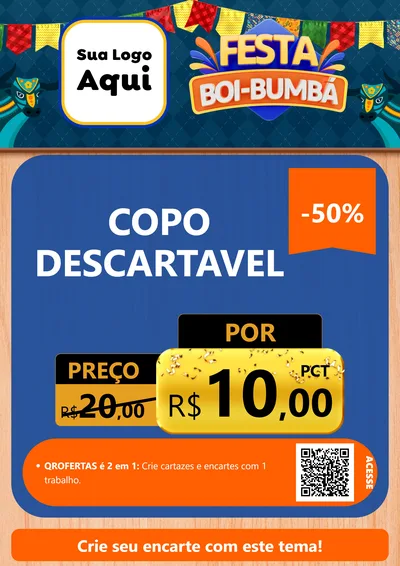 Modelo de Cartaz para Cartaz A4 Vertical com o tema Festa Boi Bumbá para Embalagens