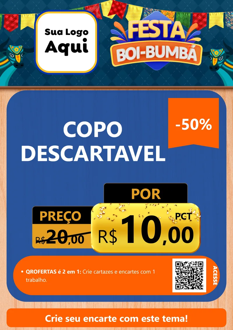 Modelo de Cartaz para Cartaz A4 Vertical com o tema Festa Boi Bumbá para Embalagens