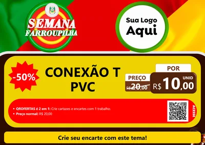 Modelo de Cartaz para Cartaz A4 Horizontal com o tema Semana Farroupilha para Tubos e conexões