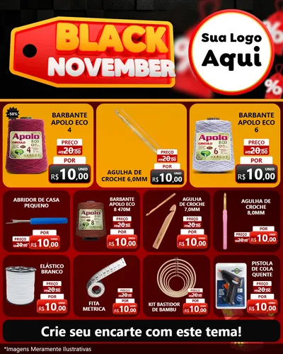 Modelo de Rede Social para Feed Instagram com o tema Black November para Armarinho e Aviamentos