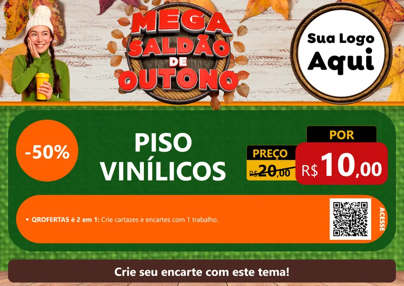 Modelo de Cartaz para Cartaz A4 Horizontal com o tema Mega Saldão de Outono para Material para Construção