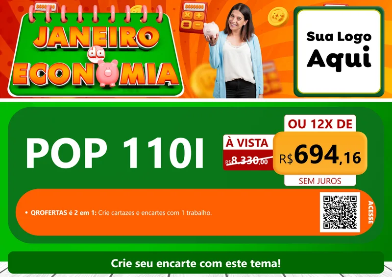 Modelo de Cartaz para Cartaz A4 Horizontal com o tema Janeiro da Economia para Concessionaria de Motos