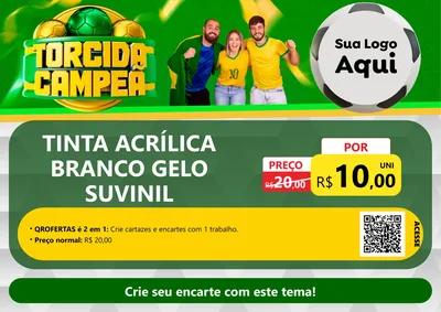 Modelo de Cartaz para Cartaz A4 Horizontal com o tema Torcida Campeã - Copa para Tintas e Ferramentas