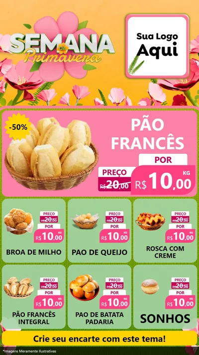 Modelo de Rede Social para Stories com o tema Semana da Primavera para Padaria