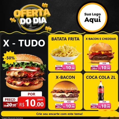 Modelo de Rede Social para Feed Facebook com o tema Oferta Do Dia para Hamburgueria