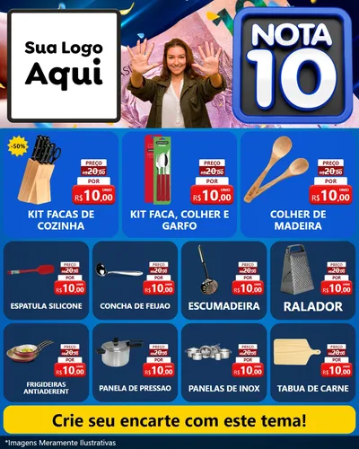 Modelo de Rede Social para Feed Instagram com o tema Nota 10 para Utilidades Domésticas