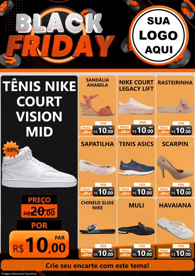 Modelo de Encarte para Encarte A4 Vertical com o tema Black Friday para Calçados