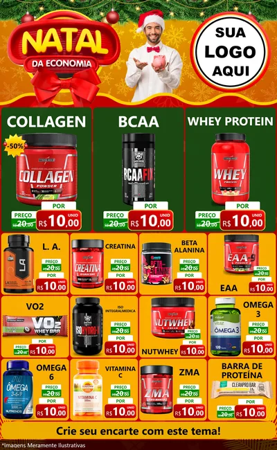 Modelo de Encarte para Encarte Grande com o tema Natal da Economia para Suplementos alimentares