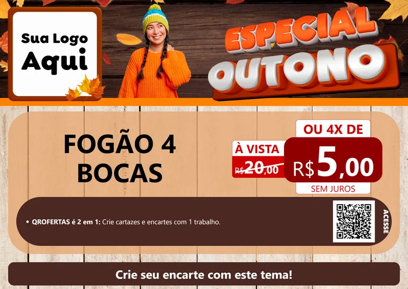 Modelo de Cartaz para Cartaz A4 Horizontal com o tema Especial Outono para Móveis e Eletro
