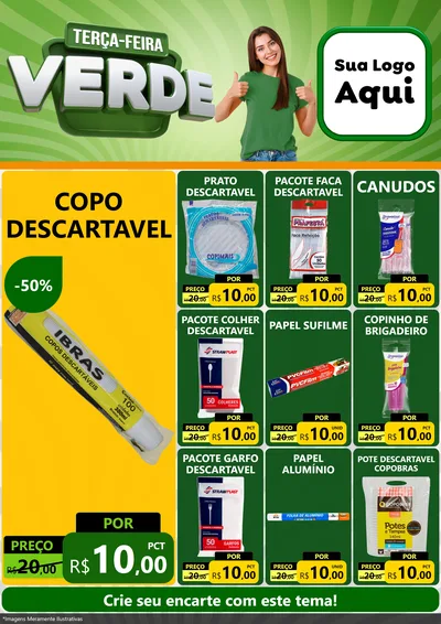 Modelo de Encarte para Encarte A4 Vertical com o tema Terça - Feira Verde para Embalagens