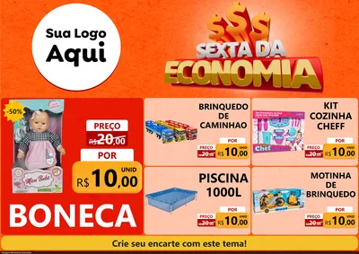 Modelo de Encarte para Encarte A4 Horizontal com o tema Sexta da Economia para Brinquedos