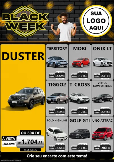 Modelo de Encarte para Encarte A4 Vertical com o tema Black Week para Concessionaria de Carros