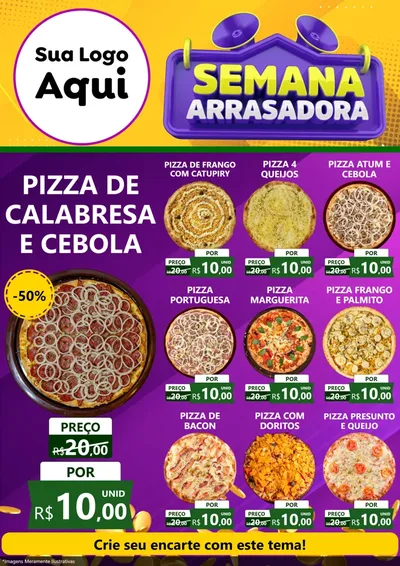 Modelo de Encarte para Encarte A4 Vertical com o tema Semana Arrasadora para Pizzaria