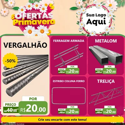 Modelo de Rede Social para Feed Facebook com o tema Ofertas de Primavera para Ferragens