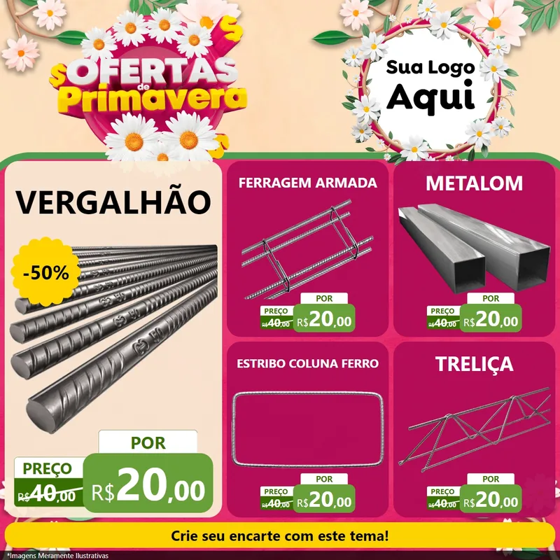 Modelo de Rede Social para Feed Facebook com o tema Ofertas de Primavera para Ferragens