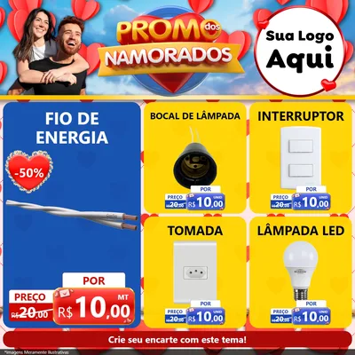 Modelo de Rede Social para Feed Facebook com o tema Promo dos Namorados para Materiais Elétricos