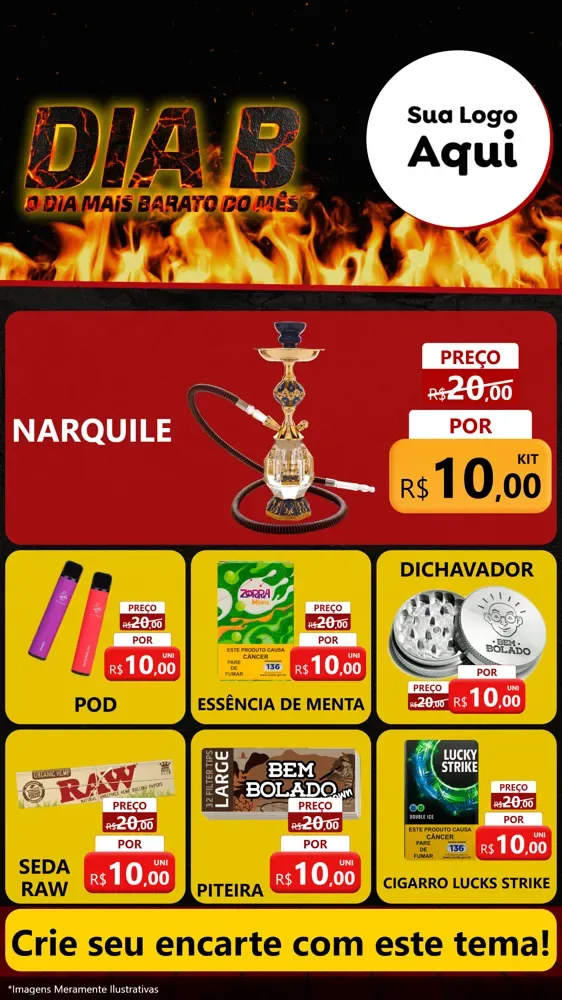 Modelo de Rede Social para Stories com o tema Dia B para Tabacaria