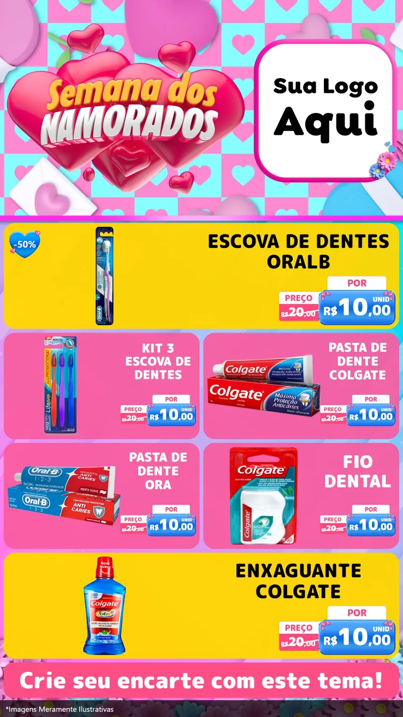Modelo de TV para TV Vertical com o tema Semana dos Namorados para Higiene Pessoal