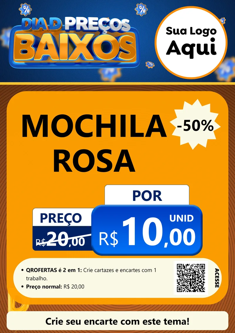 Modelo de Cartaz para Cartaz A4 Vertical com o tema Dia D Preço Baixo para Papelaria