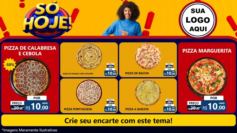 Modelo de TV para TV Horizontal com o tema Só Hoje! para Pizzaria
