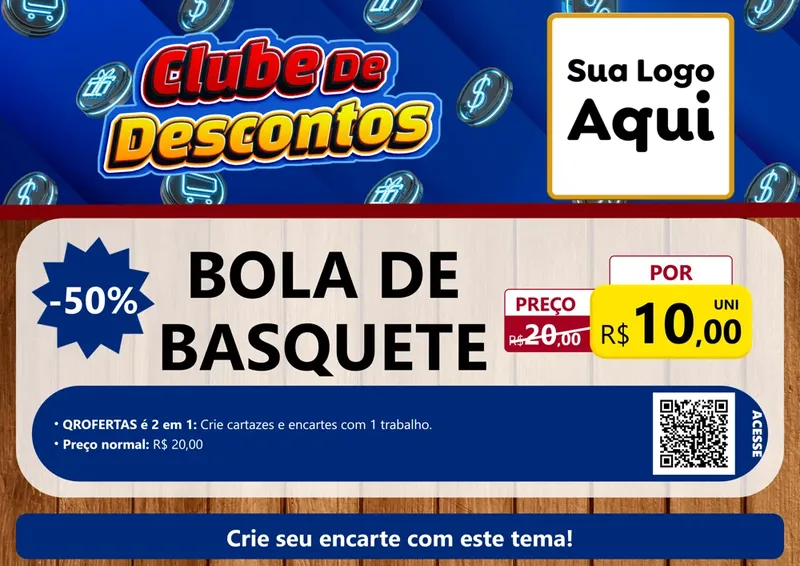 Modelo de Cartaz para Cartaz A4 Horizontal com o tema Clube de Descontos para Artigos Esportivos