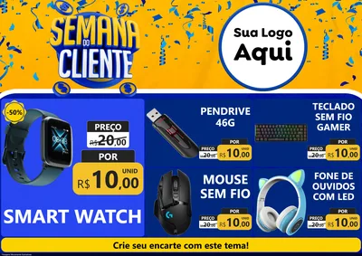 Modelo de Encarte para Encarte A4 Horizontal com o tema Semana do Cliente para Informática